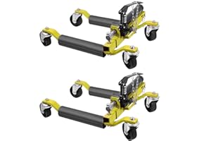 GarveeTech 2Pcs Car Wheel Dolly, 1500LBS Capacity Trailer Dolly with Hydraulic Tire Jack for Vehicle Positioning for Truck Rv Trailer, Yellow