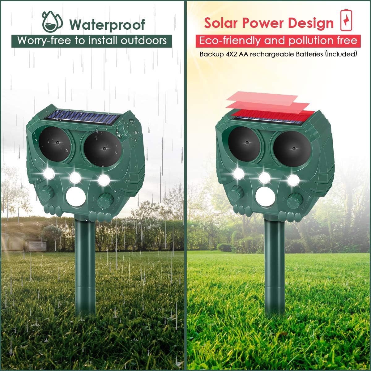 Ultrasonic Dog Repellent, Ultrasonic Animal Repellent with Owl Shape, Solar Repellent Ultrasonic Animal with Motion Sensor and Flashing Lights Outdoor Waterproof Repellent for Cats, Dogs, and More: Pet Supplies