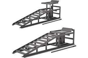 DITHOKO 2 Pack Hydraulic Car Ramps 5T 11000lbs Heavy Duty Low Profile Car Lift Service Ramps Truck, Trailer Garage, Adjustable Height Hydraulic Vehicle Ramps, Gray