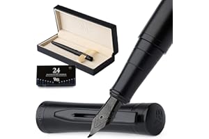 Wordsworth & Black Fountain Pen Set, Bent Nib, Includes 24 Pack Ink Cartridges, Ink Refill Converter & Gift Box, Calligraphy,
