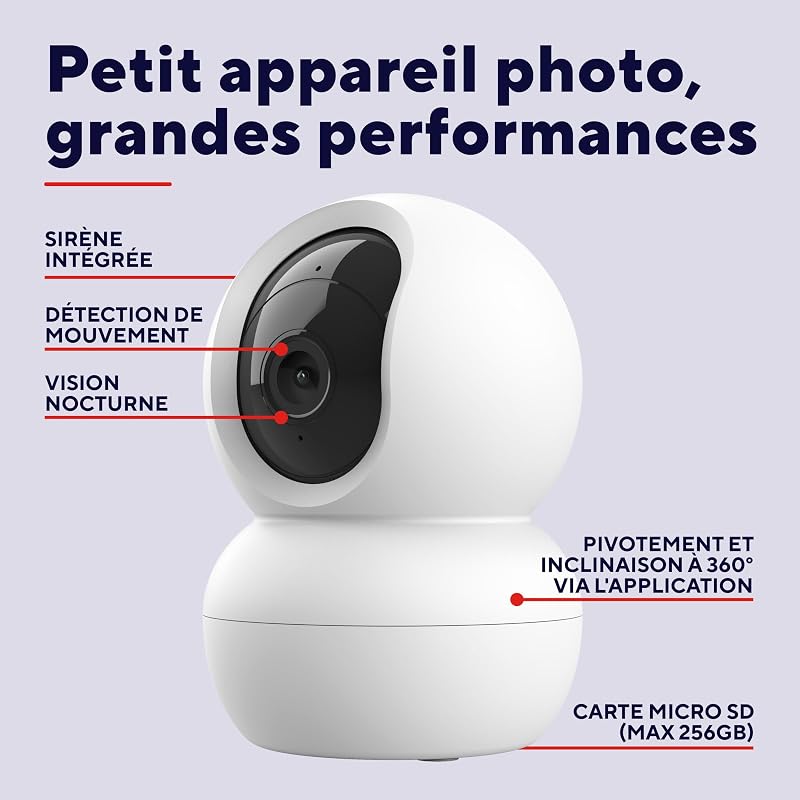 SMARTCAM-2800 Camera de Surveillance 360° Intérieure, Blanc