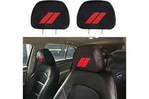 GZSH 2 PCS Headrest Covers for Dodge Charger Challenger Durango Accessories Protective Fabric Design Cover Decoration Soft Breathable Car Seat Head Rest Protector Dodge Head Rest Covers | Black |