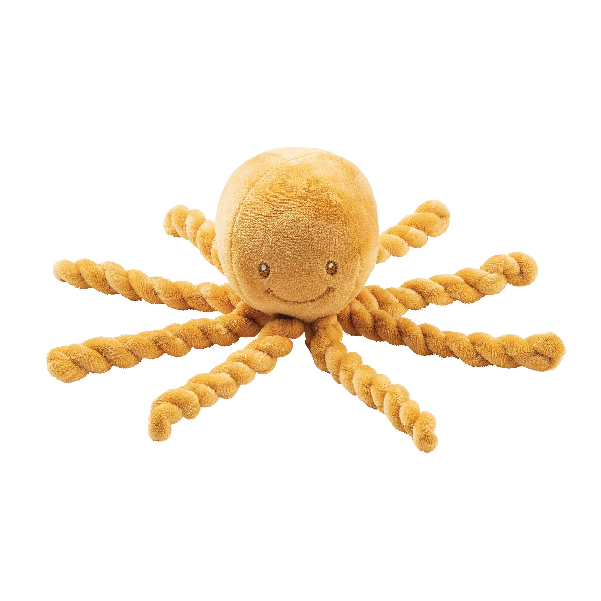 Nattou Plush Soft Toy, Stuffed Animal, Huggable Cuddly Companion, Umbilical Cord Design Reassures Baby, Develops Fine Motor Skills, Machine Washable, PETA-Approved Vegan, Ochre Yellow Octopus