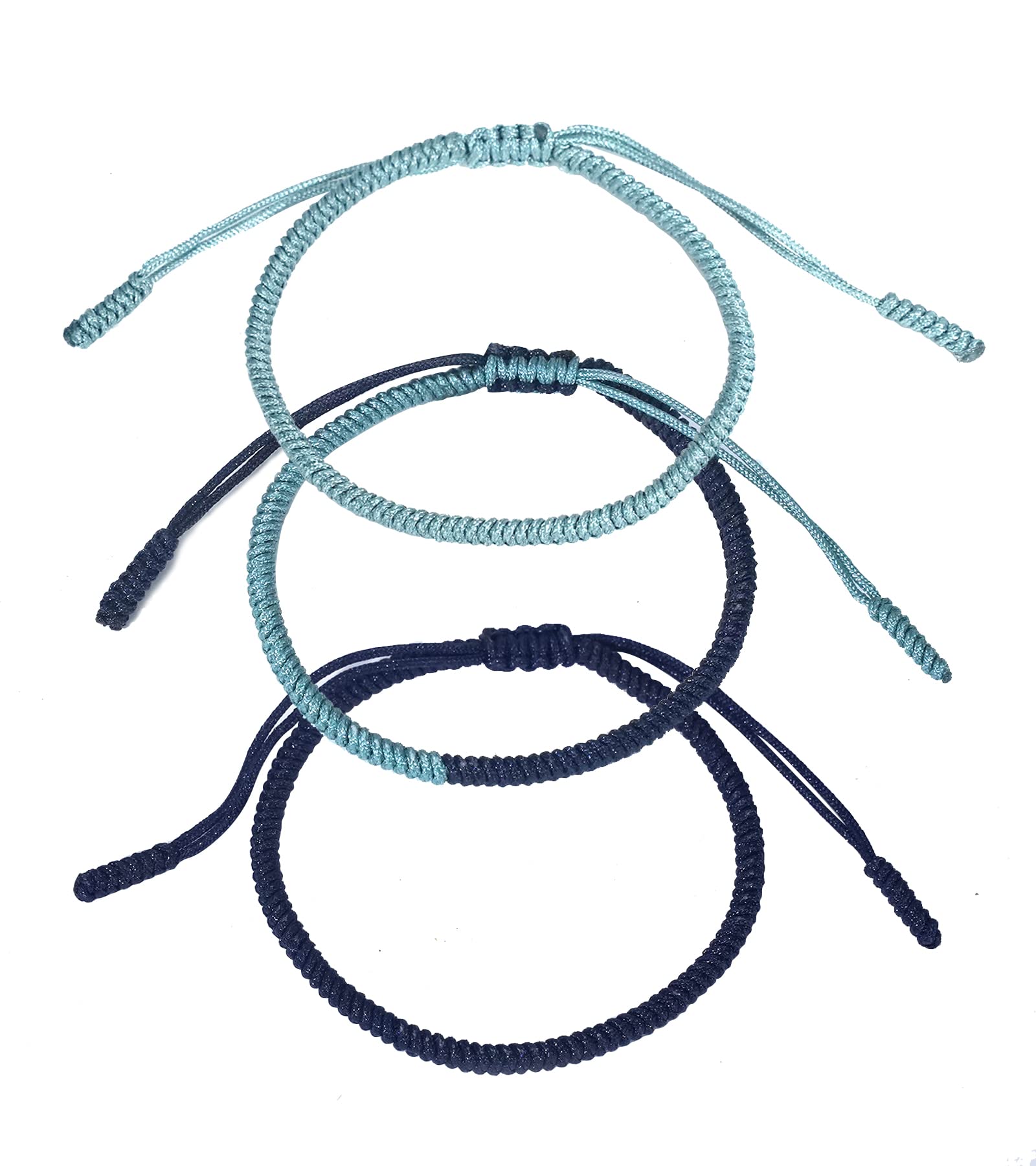 RIMOBUL 3PCS Handmade Tibetan Buddhist Lucky Bracelet Red Rope Bracelet Red Color Bracelets Matching Bracelets (Blessing) — image 1