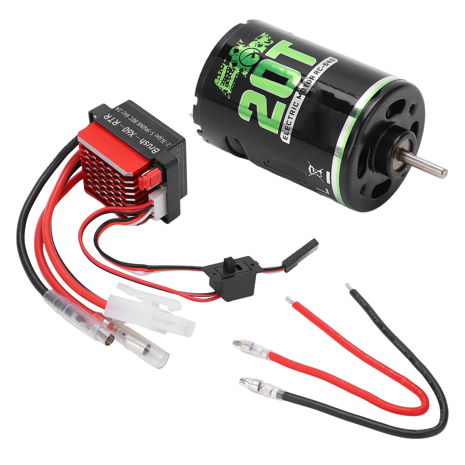 VGEBY Brushed Motor, 540 High Torsion Low Noise Dual Operation Mode Low Voltage Protection Brushed Motor 360A ESC for 1/10 RV, SUV, Short Truck, Truck, Climbing Vehicle (20T)