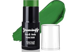 Paminify Witch Green Face Paint Stick,Water-Based Dark Green Body Paint Stick,Washable Face Painting for Elphaba Monster Hulk Camo Hunting Cosplay,Professional SFX Makeup for Halloween Costume,1.06 OZ