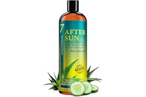 SEVEN MINERALS NEW Cooling After Sun Gel with Aloe Vera - For Skin & Face with Instant Sunburn Relief. Unlike Regular Aftersun Lotion, Ours Is Made From Freshly Cut Texas Aloe. With Cucumber & Vitamin E (12 Fl Oz)