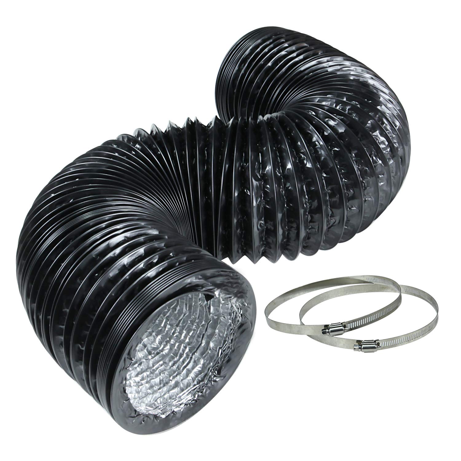 iPower 8 Inch 25 Feet Flexible Aluminum Ducting for Heating Cooling Ventilation and Exhaust, PVC Outer Layer
