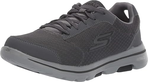 Skechers Men's Gowalk 5 Qualify-Athletic Mesh Lace Up Performance Walking Shoe Sneaker, Charcoal/Black, 12 X-Wide