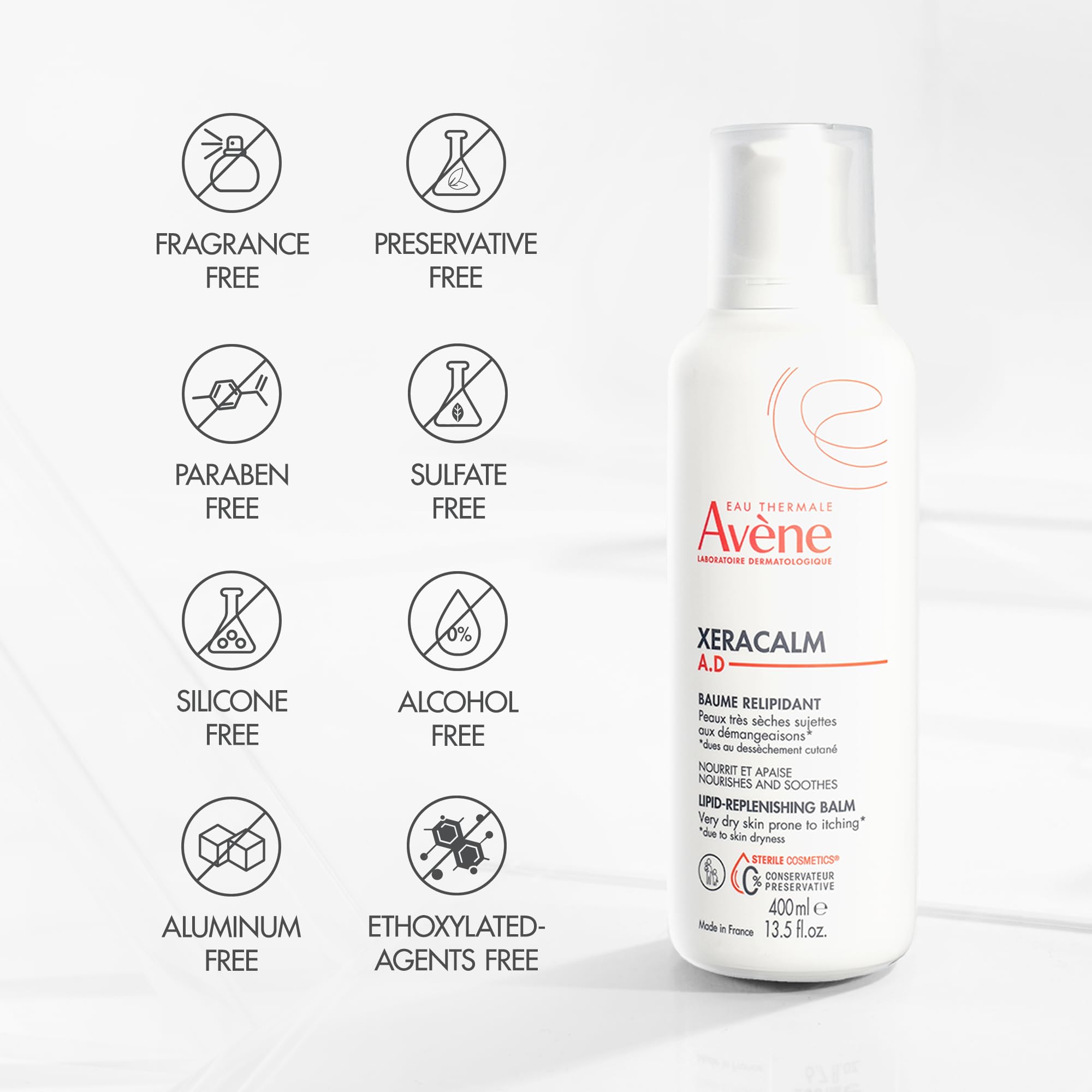 Avène XeraCalm A.D Lipid-Replenishing Balm, Atopic Dermatitis, Eczema-Prone Skin, For dry, itchy Skin, Restore Skin Barrier, Infants, Children & Adults, No Preservatives, Fragrance-Free 6.7 Oz.
