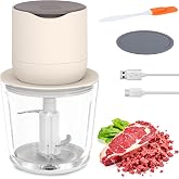 600ml Glass Cordless Food Chopper, Wireless Food Processor w/ 3 Sharp Blade | USB-C Rechargeable Battery Powerful Motor, Small Garlic Vegetable Chopper, Electric Meat Blender Grinder, Portable Mini Mixer