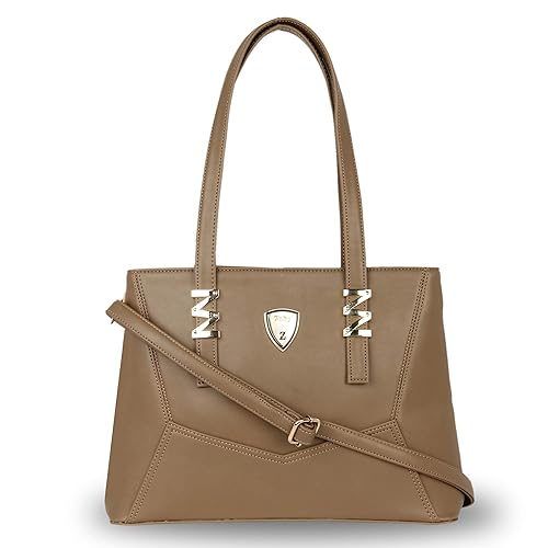 Zuby Womens Taupe Solid Satchel Bag