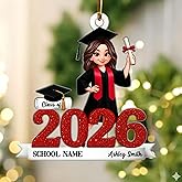 Custom Graduation Ornament 2026, Senior Christmas Keepsake for High School College Students, Personalized Class of 2026 Tree Decoration, Graduate Gift Hanging Ornament, Custom Xmas Tree Decoration 6