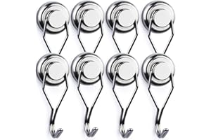 LOVIMAG Swivel Swing Strong Magnetic Hooks, 75LBS Magnetic Hooks Heavy Duty for Cruise, Home, Kitchen, Workplace, Office and Garage, 67.5mm(2.66in) in Length - Pack of 8