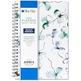 Blue Sky 2019 Weekly & Monthly Planner, Flexible Cover, Twin-Wire Binding, 5" x 8", Lindley