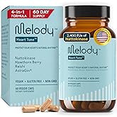 Melody Heart Tune 4-in-1 Blood Pressure Support Supplements – 2 Month Supply – 2,400 FU Nattokinase, Reishi Mushroom & Hawthorn – Dr. Formulated for Vascular Circulation & Flow – 60 Vegan Capsules