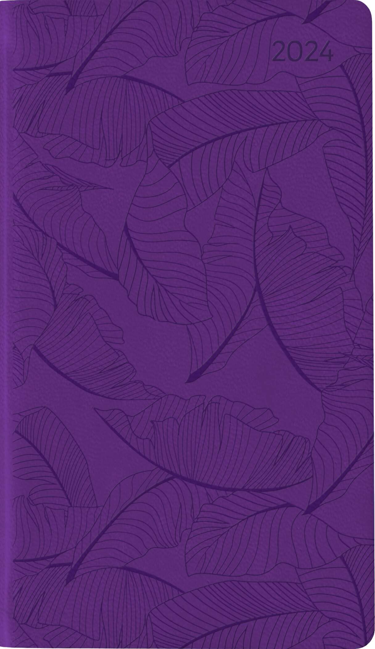 Ladytimer Slim Deluxe Purple 2024 Pocket Calendar 9 x 15.6 cm Tucson Cover with Embossed Motif Weekly 128 Pages Alpha Edition