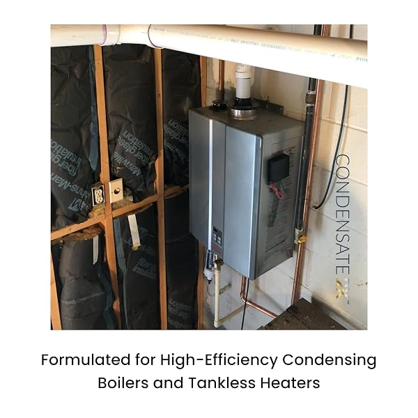 AMERICAN VALVE CONDENSATERX CONDENSATE NEUTRALIZER FORMULATED FOR HIGH-EFFICIENCY CONDENSING BOILERS AND TANKLESS HEATERS, WHITE