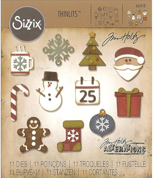 Sizzix, Multi Color, Thinlits Die Set 662418, Mini Christmas Things by