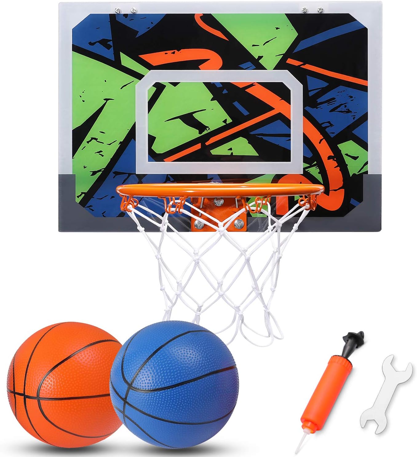 Amazon Com Basketball Hoop Set For Kids Toy Basketball Set 16 X 12 Mini Backboard 2 Balls With Hand Pump Family Sport Game For Home Office Door Wall Mount Xmas Birthday Gift For Boys