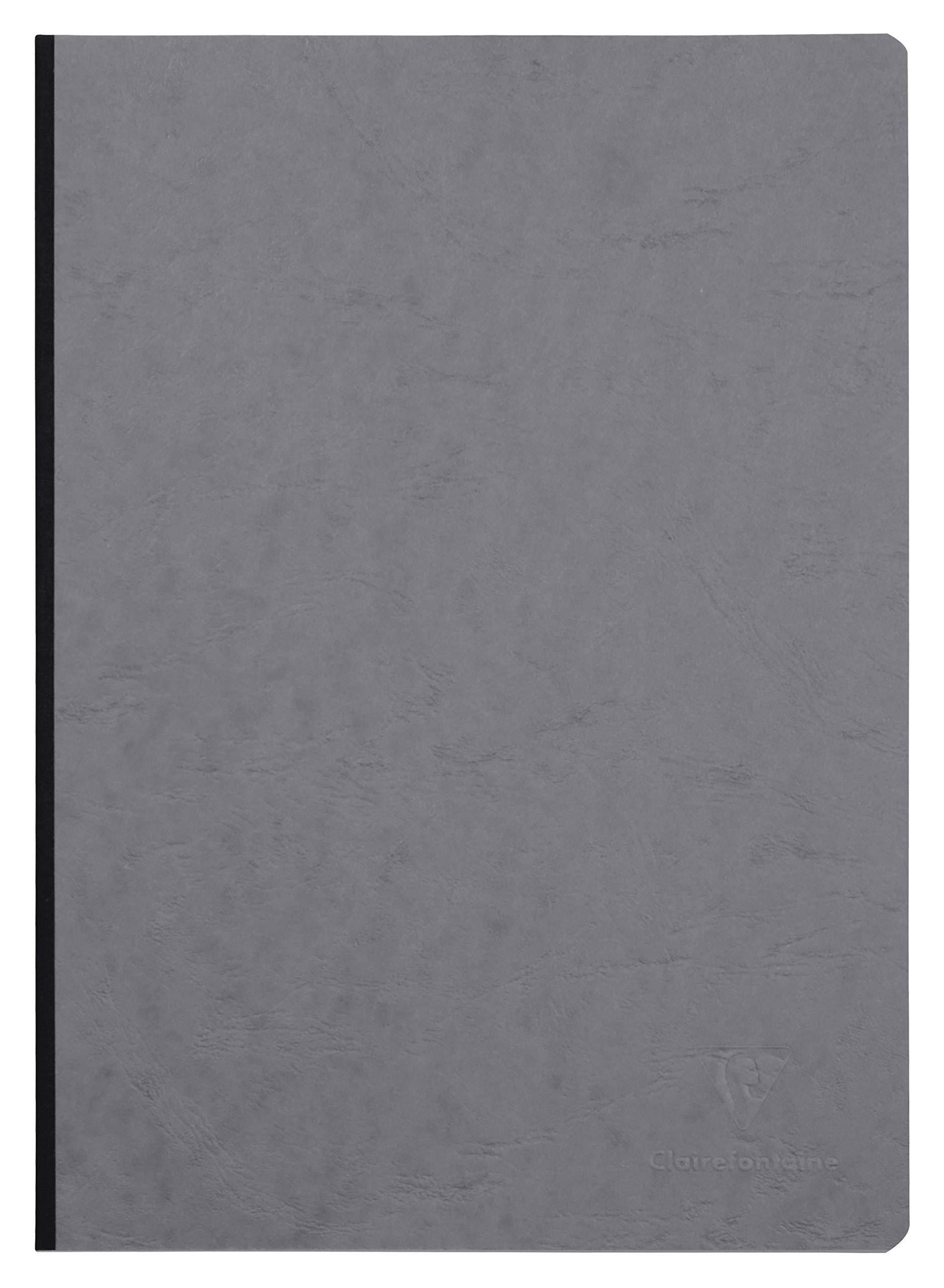 Clairefontaine 791405C Collection Age Bag - Grey Canvas Back Stitched Notebook - A4 21x29,7cm - 192 Plain White Pages - Paper 90g - Leather Grain Cover Card