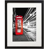 Americanflat 11x14 Black Picture Frame with Shatter-Resistant Glass - Displays 8x10 Photos with Mat or 11x14 without Mat