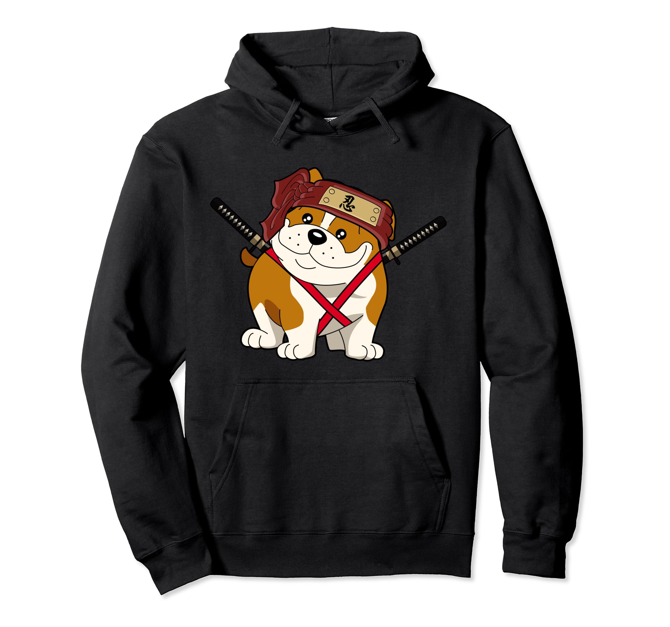 Ninja Bulldog Dog Cute Japanese Anime Easy Halloween Costume Pullover Hoodie