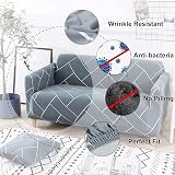 Teynewer 1-Piece Stretch Sofa Cover 3 Seater Grey Grid view 3