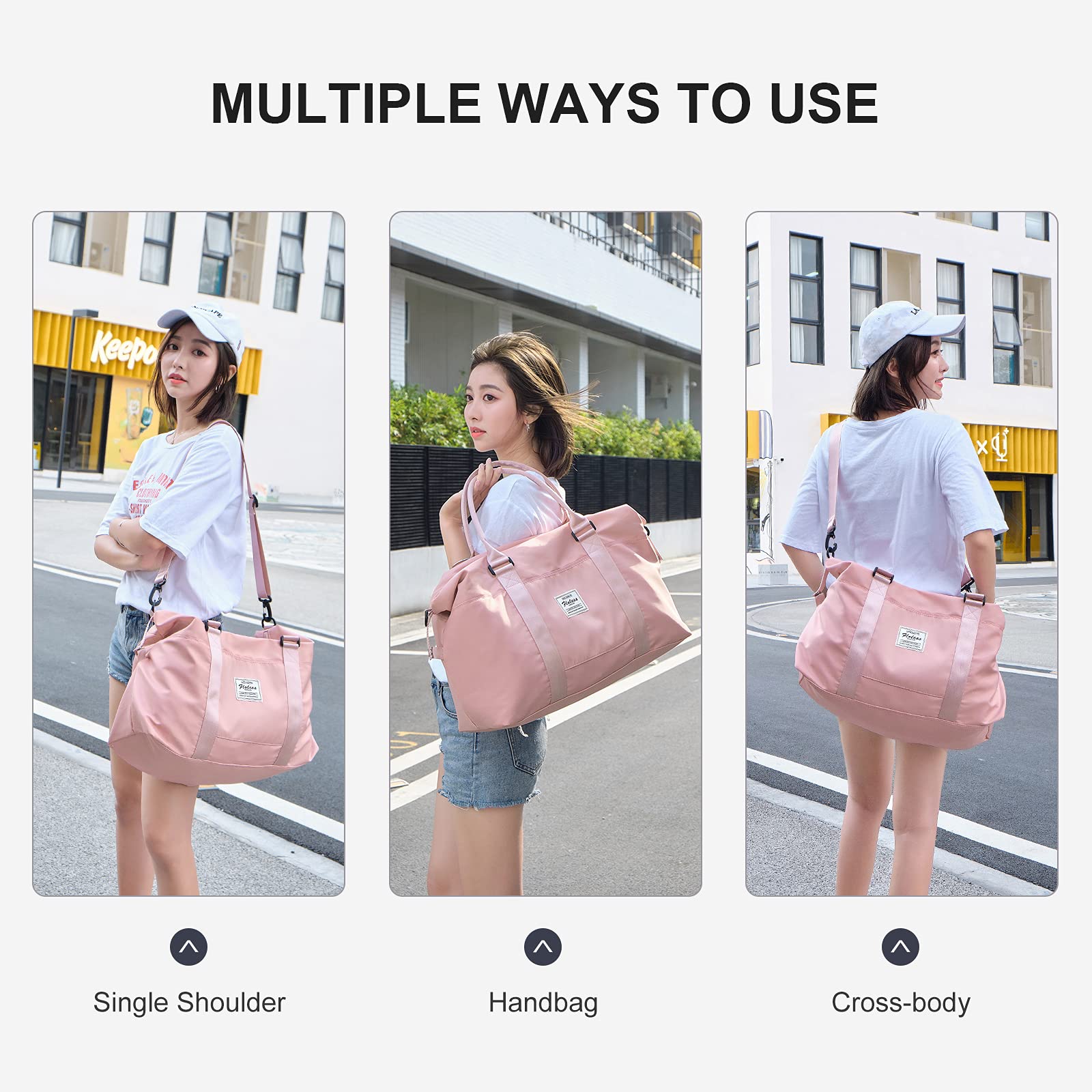 Sport Travel Duffle Large Gym Tote for Women, Weekender Carry on for Airplane, Ladies Beach Overnight Waterproof Luggage With Wet Bag
