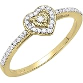 Dazzlingrock Collection 0.15 Ctw 10K Real Solid Gold Round White Natural Diamond Women Heart Promise Engagement Ring