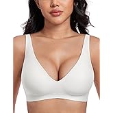 Uroagous Deep V Bras for Women No Underwire Seamless Bralettes for Women Wireless Plunge T Shirt Bra with Extender