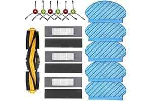 CHUANCHENG Main Brush Filter Mop Cloth Set For Ecovacs Deebot Ozmo 920 950 T5 N5 N8 T5 Max, T5 Power, T8/T8 AIVI/T8 Max/N7/N8+/N8 Pro/N8 Pro Plus/T9+, For Yeedi Vac 2 Hybrid Vacuum Cleaner Replacement Parts