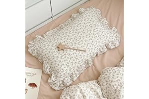 BuLuTu Cotton Muslin Kids Toddler Pillowcase Standard Cute Camellia Flowers Super Soft Travel Pillow Nursery Pillowcase for Boys,Girls,Bedding Decor Machine Washable, Durable Pillowcase,1 Piece