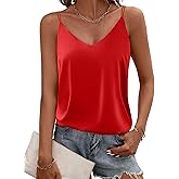 Ekouaer Women's V Neck Sleeveless Spaghetti Strap Cami Shirt