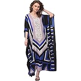 Oussum Women Kaftan Plus Size Polyester Summer Lightweight Caftan Swimsuit Cover Ups Maxi African Mumu Lounge House Dress