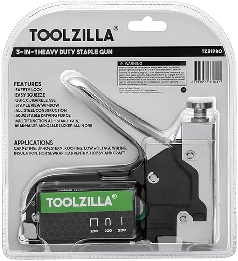 TOOLZILLA Grapadora manual y paquete de selección de 600 grapas ...