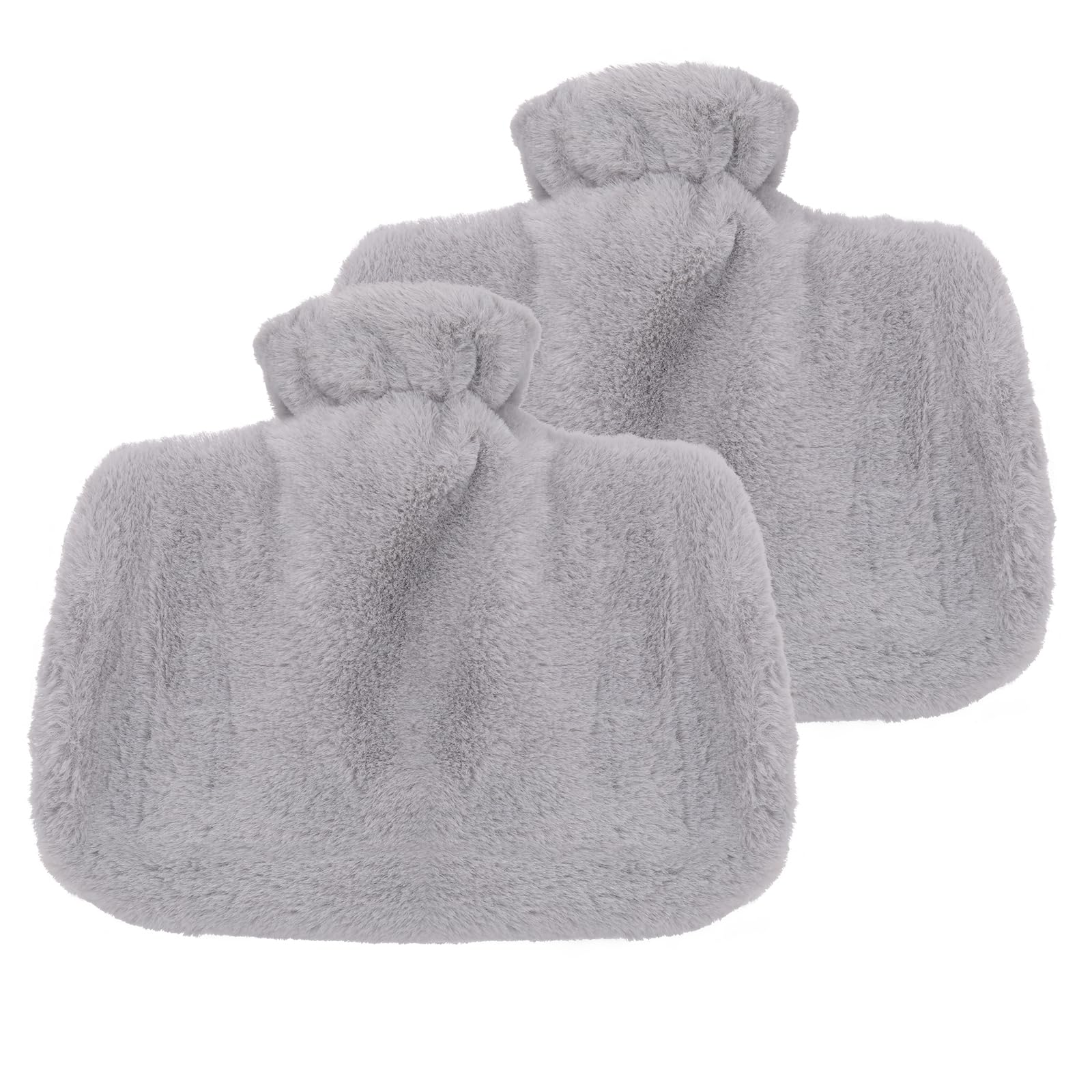 2-Pack Hot Water Bottle with Soft Fleece Cover & Hand Pocket, 1.5L Hot Water Bag Hand Warmer, Hot/Cold Therapy