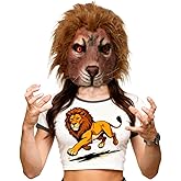 Harseyleam Lion Head Mask, Fierce Lion Latex Half Face Masks for Adults Animal Masquerade Cosplay Dress Up Party Props