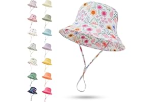 MA COWCF Baby Sun Hat 0-6 Years Toddler Boys Girls Adjustable Bucket Hats Kids Bucket Hats UPF 50+ Wide Brim Beach Swim Pool
