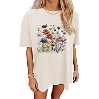 Womens Oversized Tshirt Flower Graphic Tees Nashville Music Short