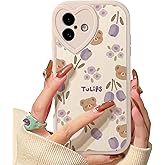 Lovmooful Compatible for iPhone 16 Case Cute Bear Flower Floral with Love Lens Bumper Protector for Girls Women Soft TPU Shockproof Protective Girly for iPhone 16-Bear Flower