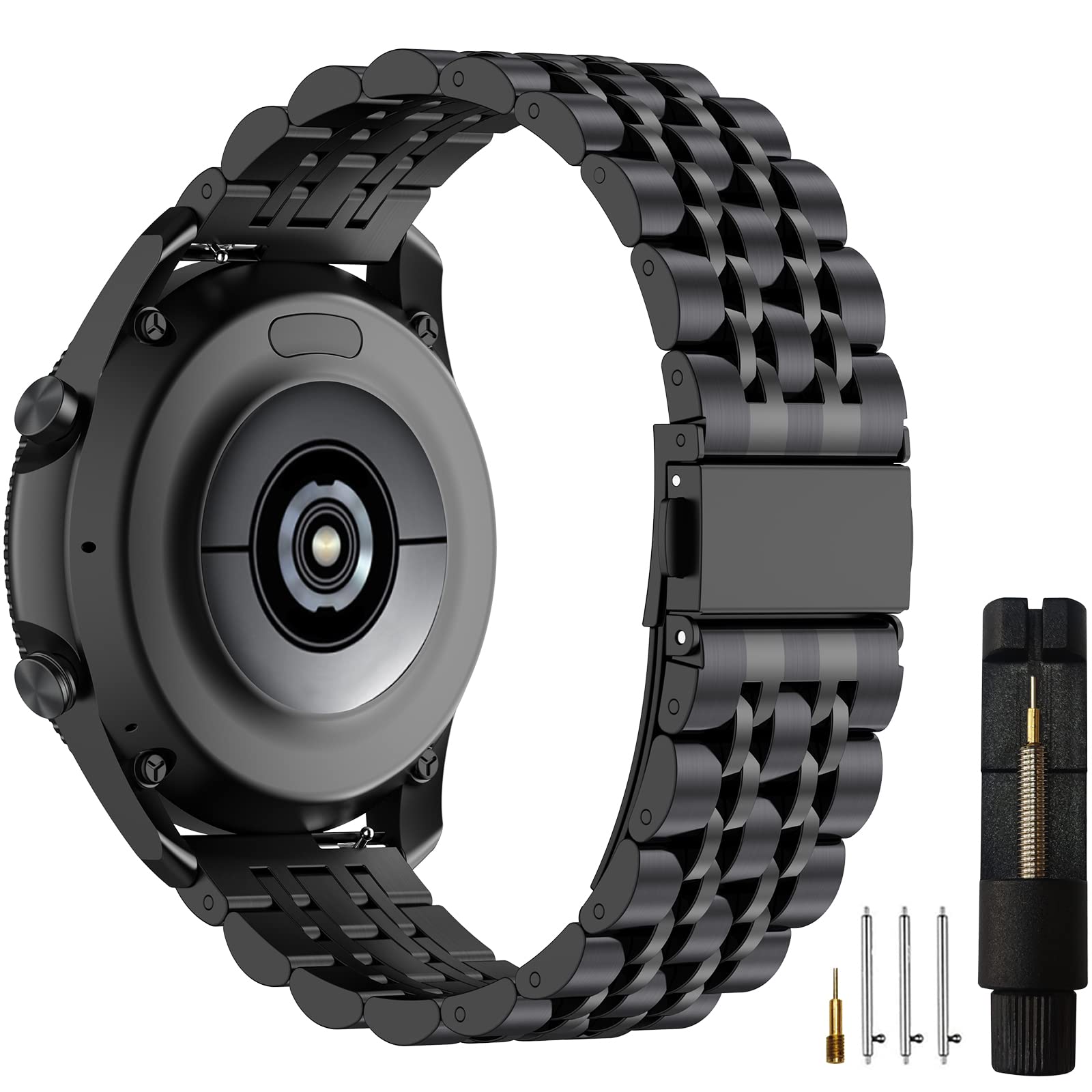 Photo 1 of EZMVZKU 22mm Bands Compatible with Galaxy Watch 3 45mm/Gear S3, Quickfit Stainless Steel Metal Straps for Garmin Venu 3/2/Forerunner 265/745/Amazfit GTR4/3/2/huawei watch GT4/4 pro