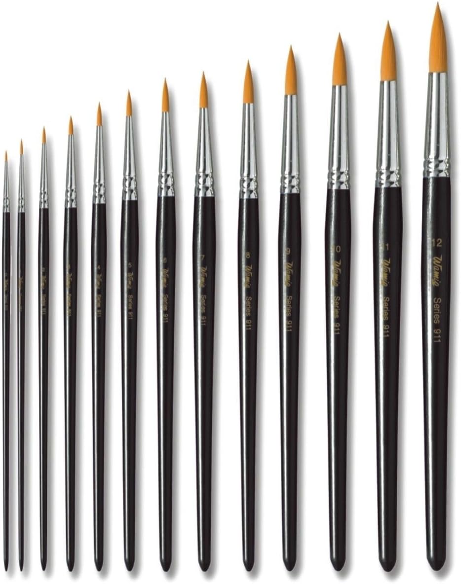 SET OF 14 PCS WamiQ 711 ARTISTS ROUND BRUSHES WATERCOLOR ACRYLIC PAINT BRUSH 00 0 1 2 3 4 5 6 7 8 9 10 11 12 NUMBER