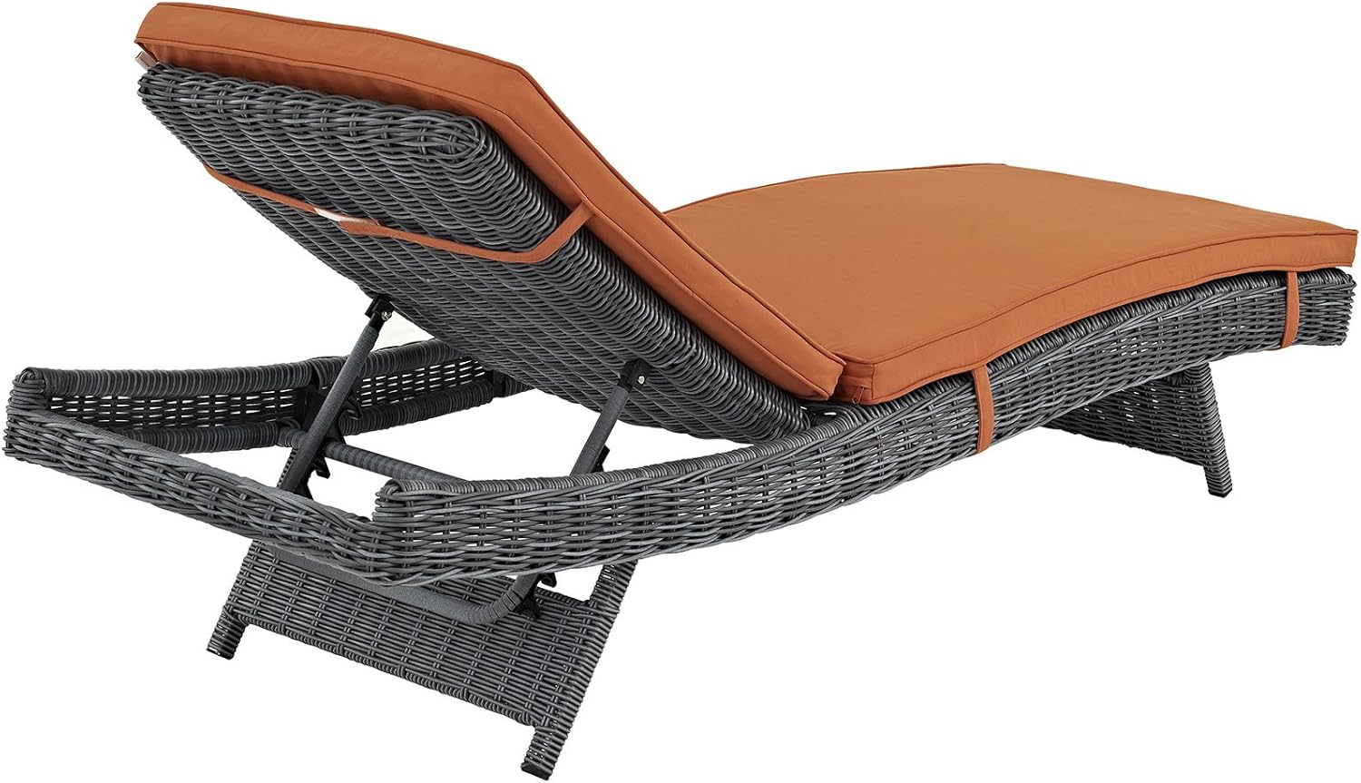 Modway Summon Wicker Rattan Outdoor Patio Sunbrella Fabric Chaise Lounge Chair in Canvas Tuscan: Kitchen & Dining