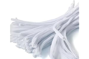 Lumintutu 100 Pieces 7mm x 12 Inch Pipe Cleaners, Thick Fuzzy White Chenille Stems for Craft Supplies Kids DIY Art Decorations