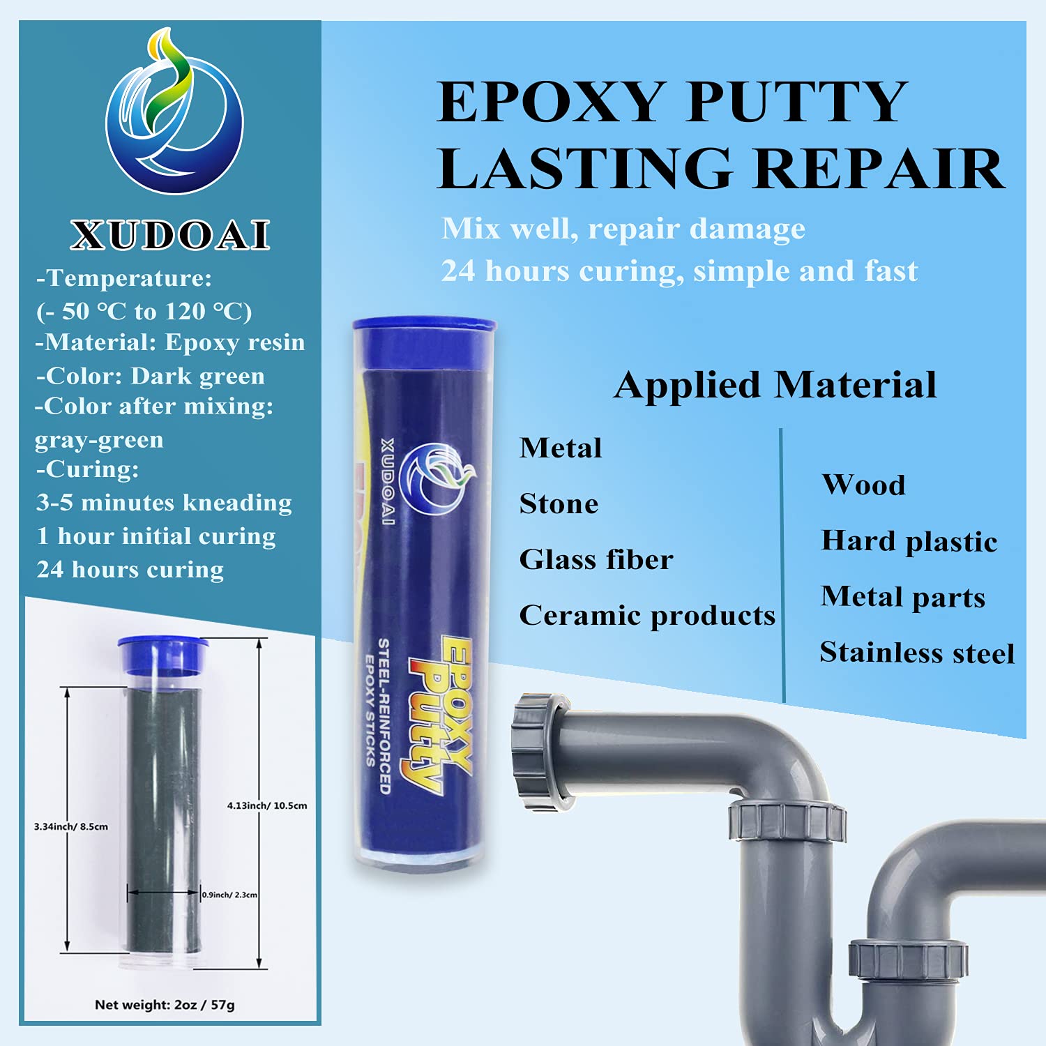 Epoxy Putty Stick, XUDOAI Moldable Epoxy Glue for Crack Damage Fixing