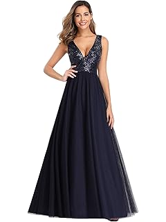 Ever-Pretty A-línea Vestido de Noche Escote Cuello en V Lentejuela Largo para Mujer 00849