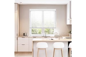 DEZ FURNISHINGS Cordless 2" Faux Wood Blind, 35" W x 60" H, White