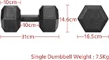 Yaheetech 2x7.5kg Dumbbells Set Hexagon Weights Home Workout 16.5lb Pair view 3