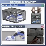 TidyTrove 6 Pcs Clear Shoe Storage Box Stackable Magnetic Door Black view 4